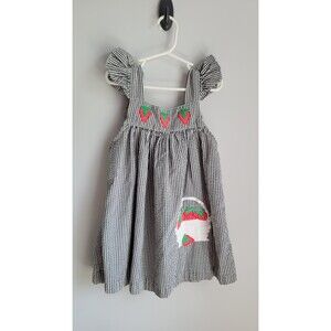 Samara Sundress Vintage Gingham Summer Dress Black Strawberry Applique Sz  S 5